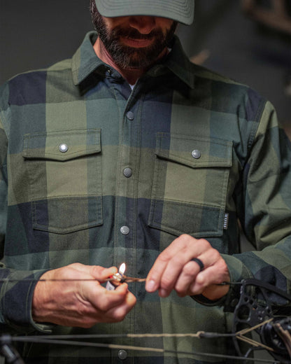 Field Flannel Fleece Shirt Jacket | Verde Plaid
